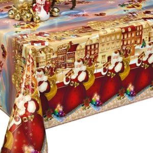 Julevoksdug med julemænd gaver fra textilogvoksdug