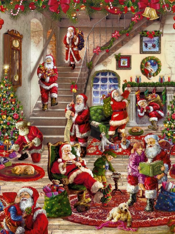 Julevoksdug med julemænd fra textilogvoksdug