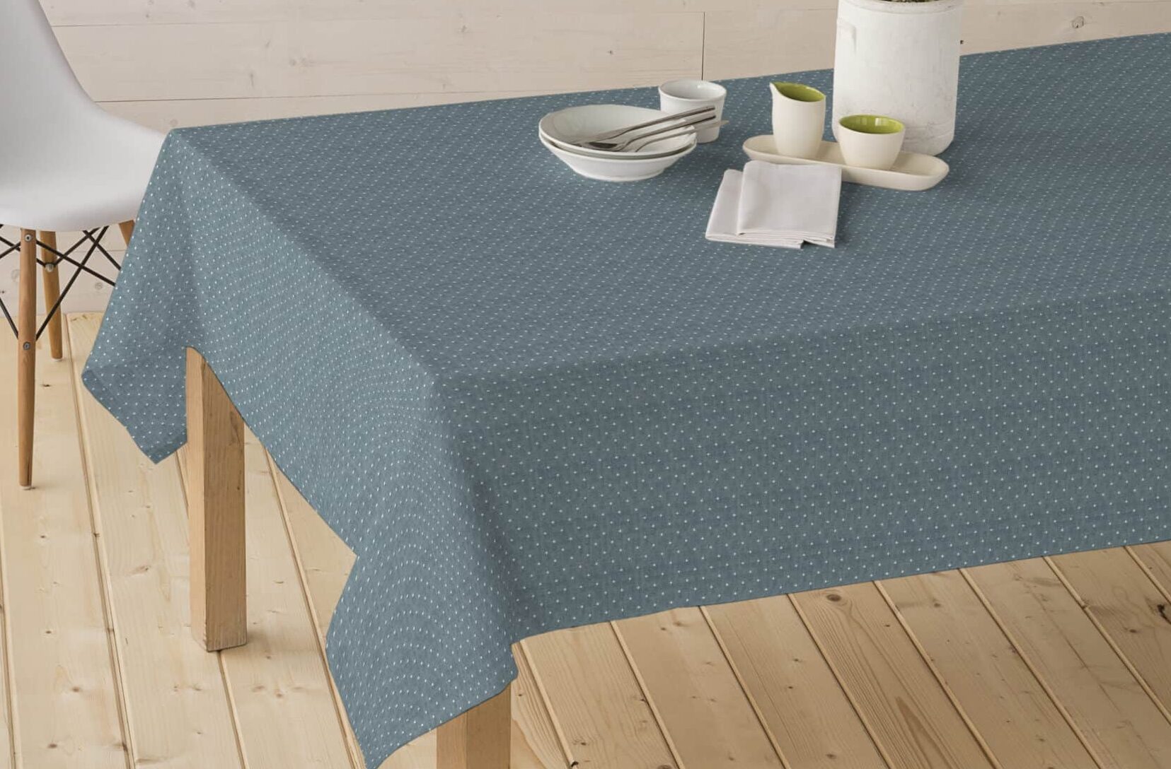 Tekstildug, Blå med Små Firkanter, 140 cm