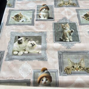 Voksdug med katte 140 cm fra textilogvoksdug.dk