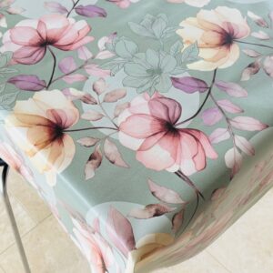 Voksdug Grøn med magnolia blomster, 140 cm fra textilogvoksdug.dk