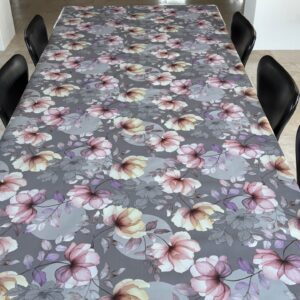 Voksdug Grå med magnolia blomster, 140 cm fra textilogvoksdug.dk