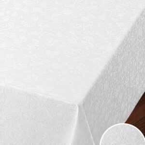 Voksdug Hvid blad damask mønster bredde 160 cm fra textilogvoksdug.dk